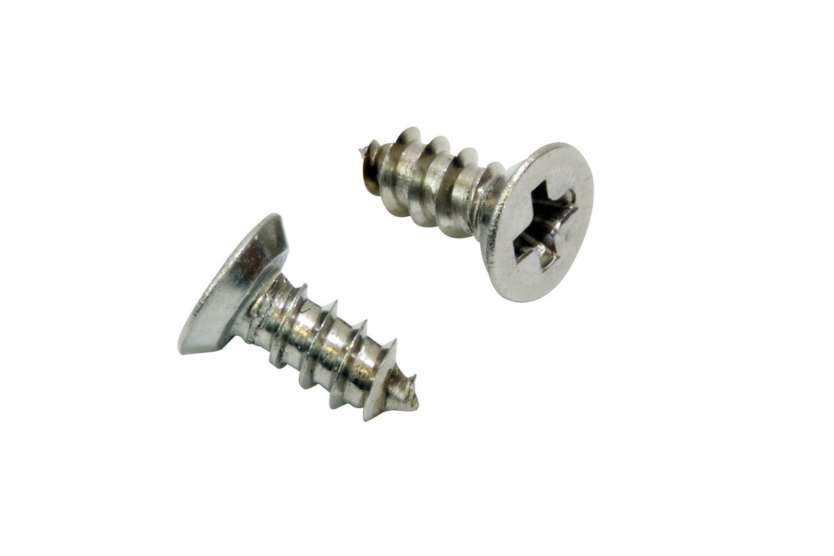 Bolt Dropper #4 x 3/8" Stainless Steel Flat Head Phillips Wood Screw, (100 pc), 18-8 (304) Stainless Steel Sheet Metal Screws - Type A Point, Plain Finish