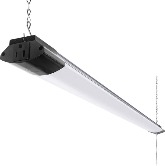 Barrina LED Shop Light for Garage, 10000LM, 84W, 4FT, 5000K Linkable Light Fixture for Workshop, Basement, Hanging or Flush Mount, Heat Dissipation with Pull Chain Switch, ETL,1 Pack