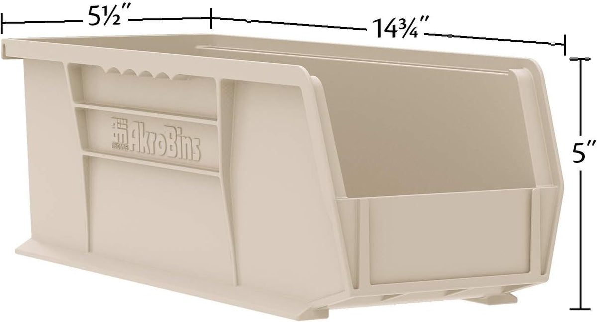 Akro-Mils 30234 AkroBins Plastic Storage Bins, Space-Saving Stackable Bins for Garage, Pantry, Craft Organization, 15-" x 5-" x 5-", Blue, 12-Pack