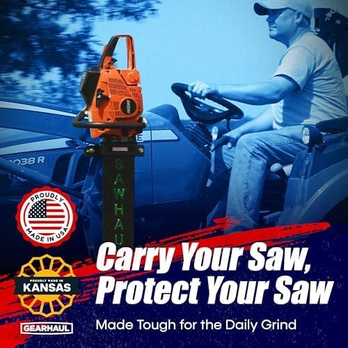 SawHaul Universal Tractor Chainsaw Holder - Made in Kansas USA - Fixed Mount Chainsaw Carrier (20" Green) Compatible w/All Brands