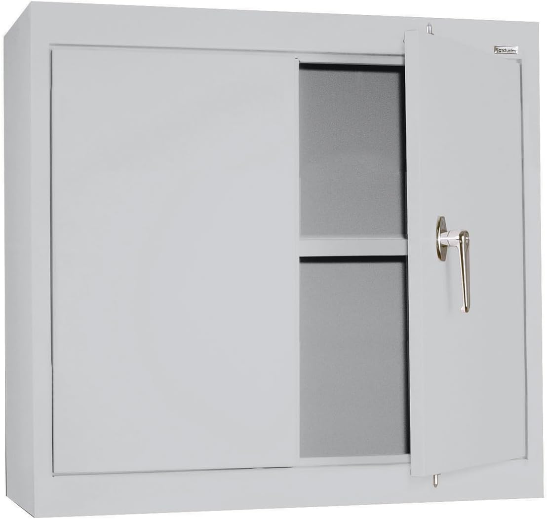 Sandusky Lee WA11301226-05 Wall-Mount Metal Storage Cabinet with Adjustable Shelf, Locking Handle, 200lb Capacity, 12" Depth x 30" Width x 26" Height, Dove Gray