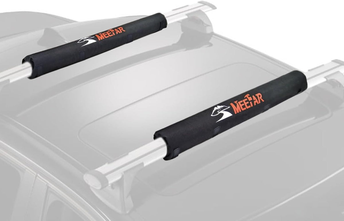 Universal Car Soft Roof Rack Pads Luggage Carrier System for Kayak Surfboard SUP Canoe Include 2 Heavy Duty Tie Down Straps, 2 Tie Down Rope, 2 Quick Loop Strap (Use with Crossbar)