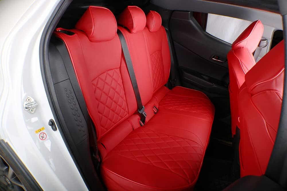 EKR Accord Car Seat Covers for Honda Accord 2023 2024 2025 EX,SE &2023-2025 (Hybrid) Sport,EX-L,Sport-L,Touring,(Rear Row W/40/60 Split Backrest),Leather Seat Covers for Trucks Full Set (Red)