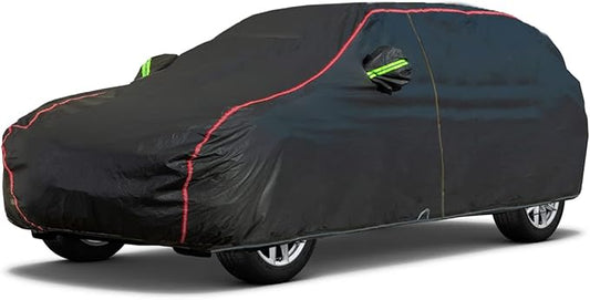 AUQDD 6-Layers PEVA New Material Sedan SUV Full Padded Car Cover Waterproof All Weather Weatherproof UV Sun Protection Snow Dust Storm Resistant Outdoor Exterior Custom Form-Fit Straps 178"-190" Black