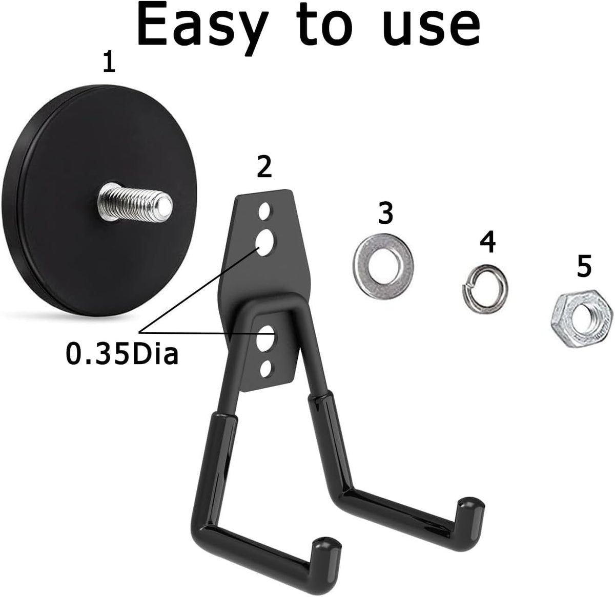 Heavy Duty Storage Magnetic Utility Hooks, Large Garage Magnet Hooks with Anti-Slip Coating for Metal Cabinet,Pegboard,Garage Shelve,Garden Tools(4Pack)