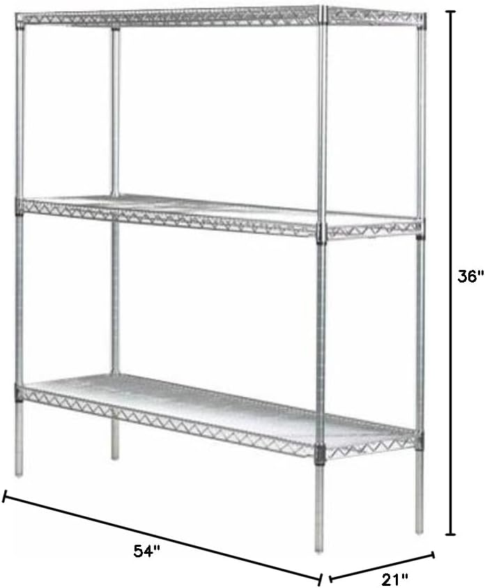 Omega 21" Deep x 54" Wide x 36" High 3 Tier Gray Starter Shelving Unit