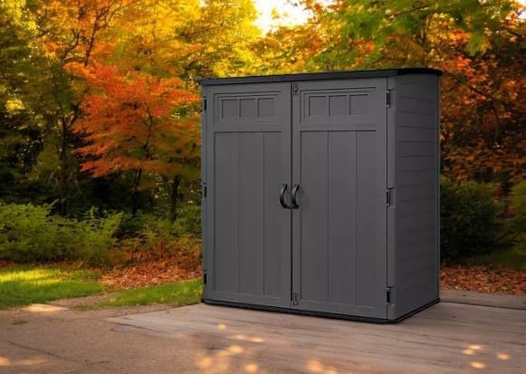 Outdoor Storage Shed, Extra Large Vertical, 6' x 4', Dark Gray