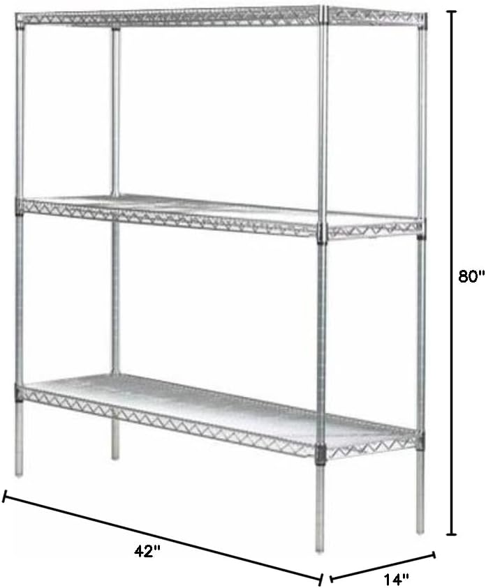 Omega 14" Deep x 42" Wide x 80" High 3 Tier Gray Starter Shelving Unit