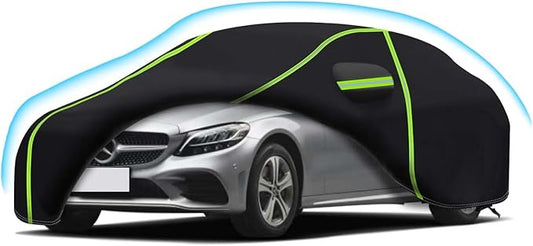 Car Cover for 2008-2024 Mercedes Benz C-Class C300 C350 C400 C450 C63 AMG,PEVA Full Car Cover –Adding Cotton Protection, All-Weather UV, Dust, Snow Protection with Door Zipper