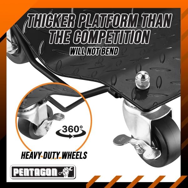 Car Wheel Dolly Set of 4 - 16x12” Heavy Duty Antiskid Car Dolly Tire Skates with 6000lb Capacity - 360 Degree Rotatable Wheel Dollies for Cars, Trucks, Trailers, Motorcycles or Boats by Pentagon Tools