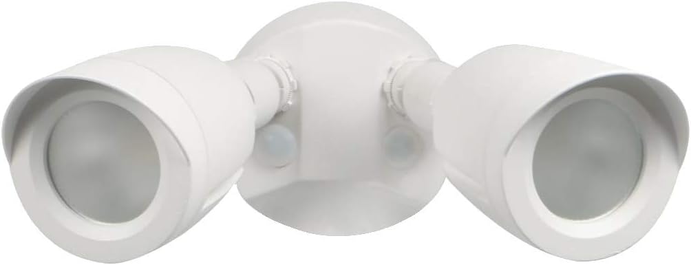 Ciata Flood Lights Outdoor, 20-Watt LED Bullet Head Security Flood Lights, Dual Head, RoHS and FCC Complaint, IP65 Rated, 1900 Lumens, 2KV Surge Protection, Die-Cast Aluminum in White Finish – 3000K