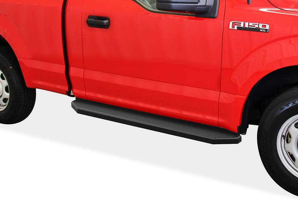 APS Black Stainless Steel Running Boards Style Compatible with Ford F150 2015-2025 Regular Cab & F-250 F-350 Super Duty 2017-2025 (Side Steps Side Bars) 6in Wide