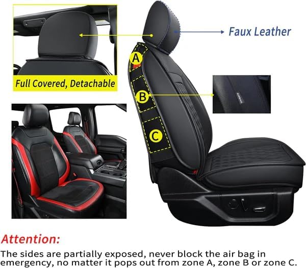 LUCKYMAN CLUB F150 Faux Leather Seat Covers Fit for 2015-2024 2025 F150 SuperCrew and 2017-2024 2025 F250 F350 F450 Super Duty Crew Cab Pickup Trucks(Full Set, Black&White)