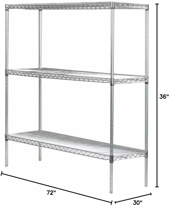 Omega 30" Deep x 72" Wide x 36" High 3 Tier Gray Starter Shelving Unit