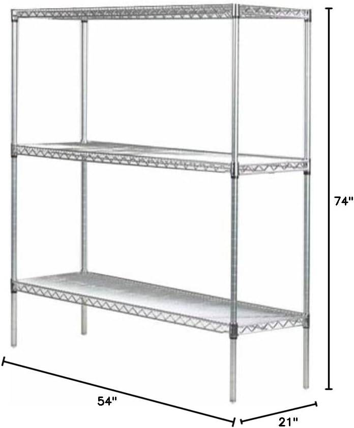 Omega 21" Deep x 54" Wide x 74" High 3 Tier Chrome Starter Shelving Unit