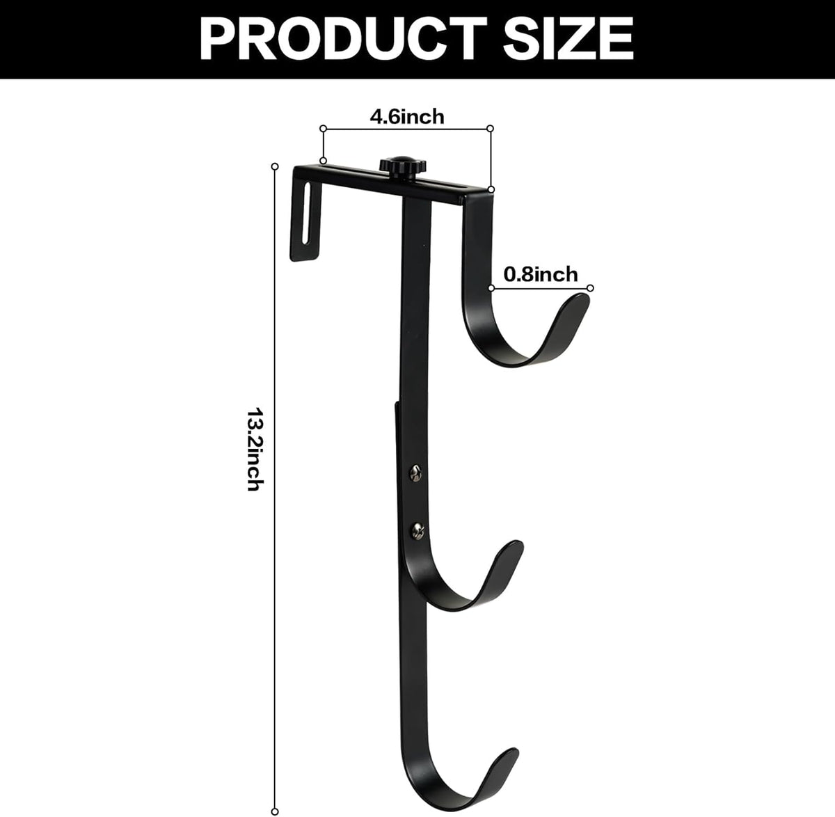 2Pcs Black Pool Pole Hangers, Adjustable Heavy Duty Swimming Pool Fence Hooks for Pool Equipment, Skimmers, Leaf Rakes, Nets, Brushes, Vacuum Hose, Garden Tool Organizer