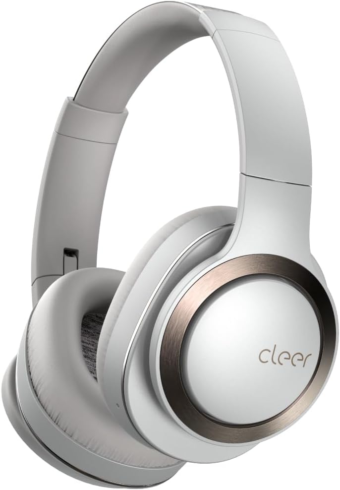 Cleer Audio Enduro ANC Noise Canceling Headphones, Bluetooth Multipoint Connection, Over-The-Ear Design with Mic, Crystal Clear Hands-Free Calling, up to 60 Hours of Battery Life - Light Grey