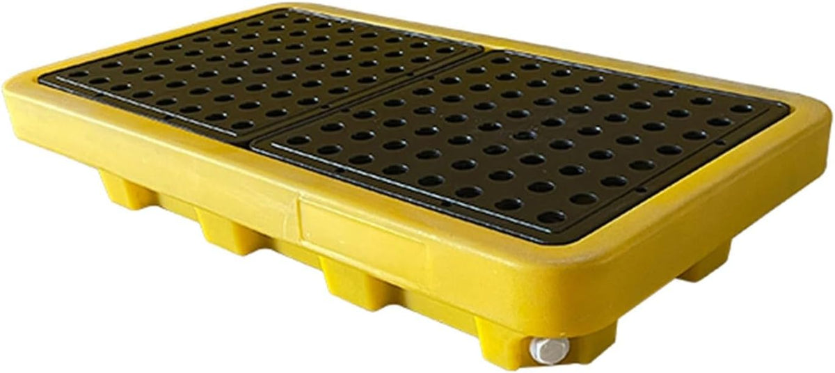 Drum Containment Spill Pallet, Industrial Nestable Oil Drums Leak-Proof Tray, Garage Storage Detachable Anti Slip Polyethylene Platform with Drain (Color : Yellow-5 Pack, Size : 26.2"x14.2"x