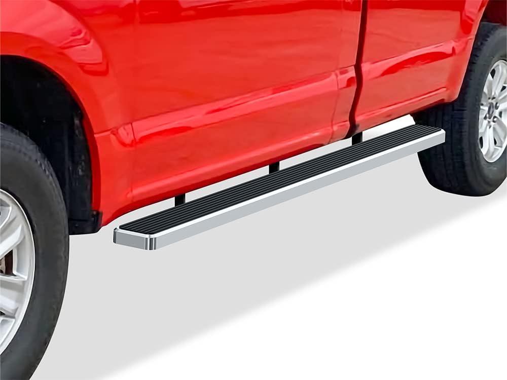 APS Wheel to Wheel Running Boards 5in Compatible with Ford F150 2015-2025 Regular Cab 6.5ft Bed & F-250 F-350 Super Duty 2017-2025 304 Stainless Steel (Nerf Bars Side Steps Side Bars)