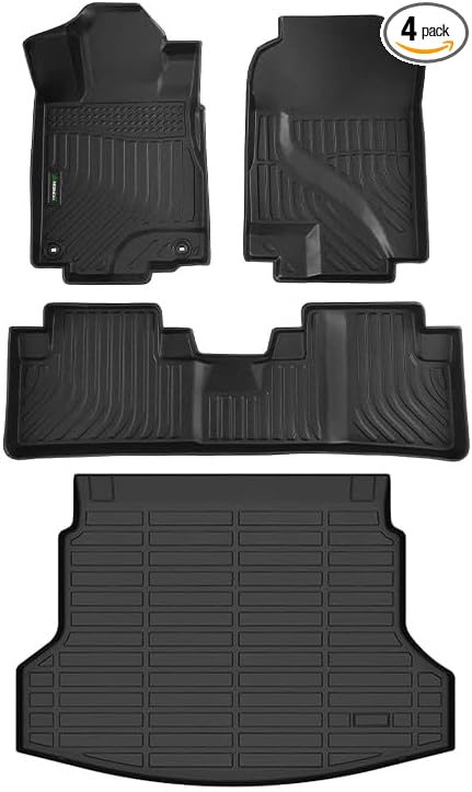 ANBINGO® Floor Mats & Cargo Liner for 2012 2013 2014 2015 2016 CR-V, (ExcludeTouring) Waterproof Car Mats All Weather Guard TPE Floor Liners Front & Rear Row & Trunk Mats, CRV Full Set - Black