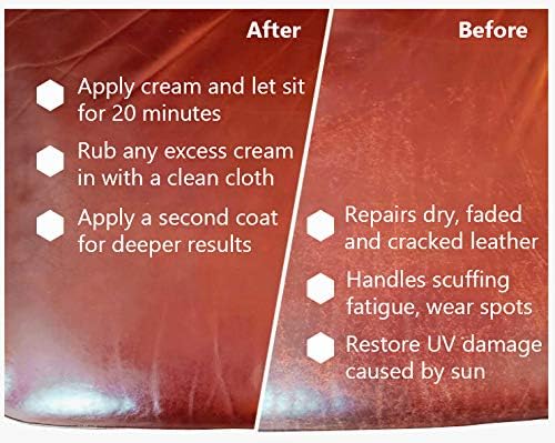 Skidmore’s Leather Cream: All-Natural, Non-Toxic Leather Conditioner, Made in USA Since 1984. Water Repellent Formula Restores Leather Couches, Car Seats, Boots, Shoes, Purses, Bags, Tack. 16 Oz