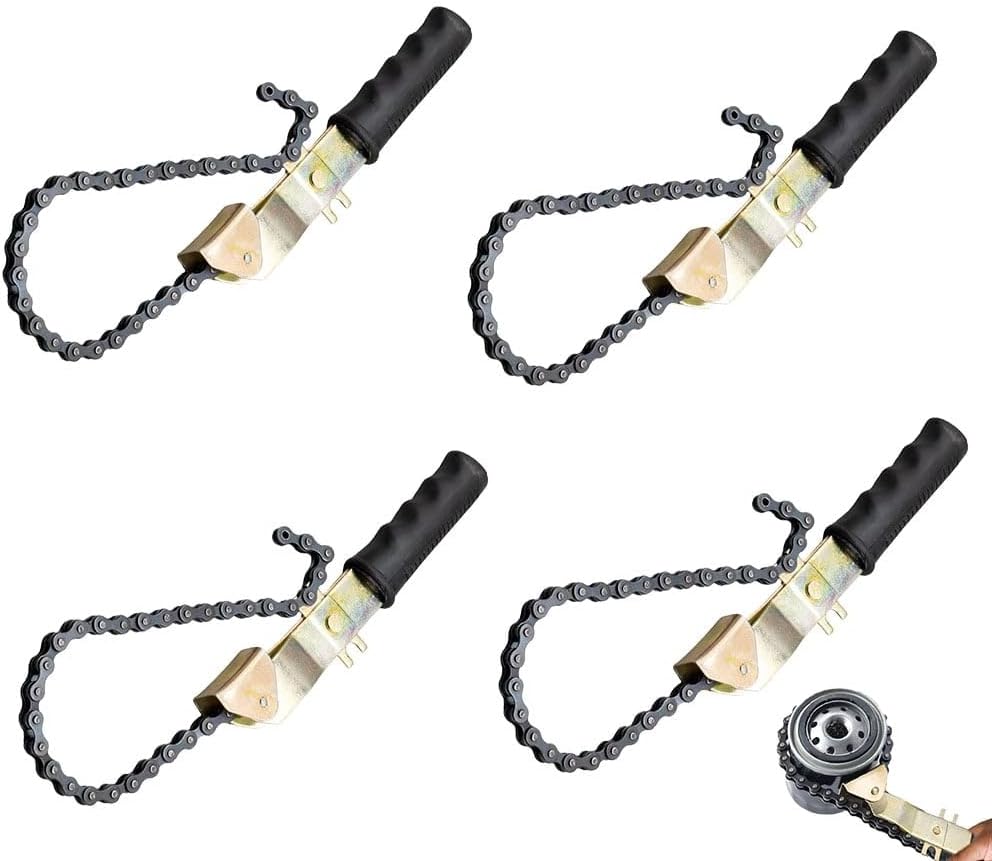 Mytee Products 4 Pack 15" Heavy-Duty Oil Filter Chain Wrench for 4" Diameter Filters – Rivet Locking Mechanism & Ideal for Chain Oil Filter Remover & General Maintenance Tasks