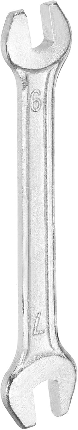 HARFINGTON Double Open End Wrench 6mm x 7mm Metric 15 Degree Offset Angle Small Flat Head Wrench Galvanizing Open Ended Spanner for Automotive Repair Furniture Assembly