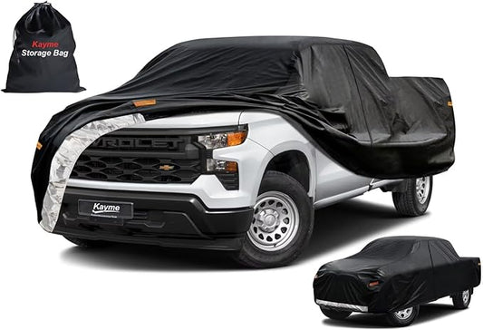 Kayme Truck Cover Custom Fit Chevy Silverado 1500(1998-2025) Extended Cab SB. Full Exterior Heavy Duty Outdoor Pickup Truck Car Cover Waterproof All Weather.Car Tarp for Wind Sun Dust Protection.