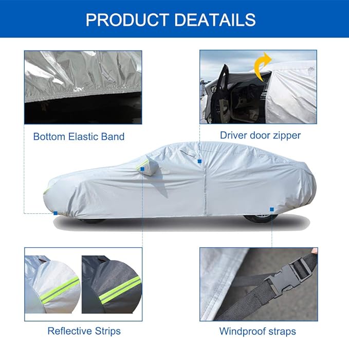 KouKou Station Wagon Car Cover Waterproof All Weather for Automobiles, Full Exterior Cover Outdoor Universal Fit for Audi A4 Avant, A4 Allroad, Volvo V60, etc., Fit Touring Vehicle (178 to 190 inch)