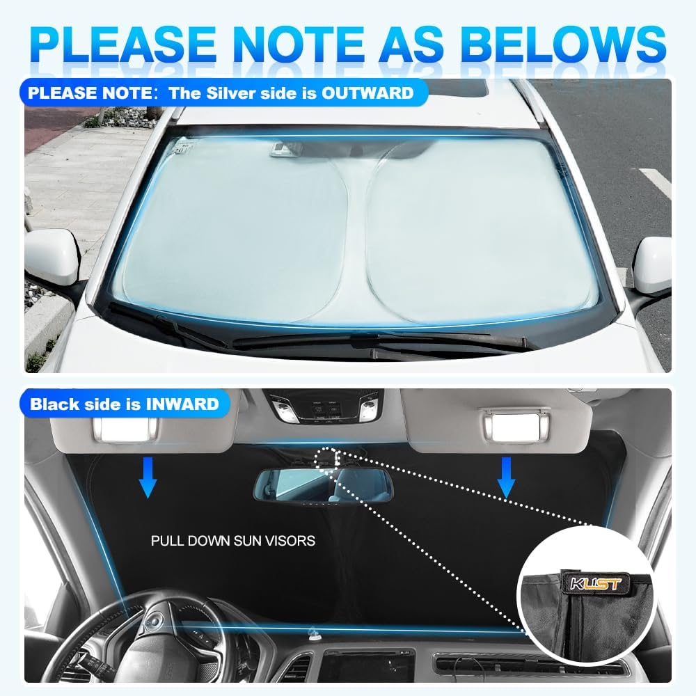 KUST Windshield Sun Shade for 2014-2021 Infiniti QX60 Accessories Window Custom Fit Sunshade Foldable Sun Visor Protector Blocks UV Rays Keep Your Car Cooler