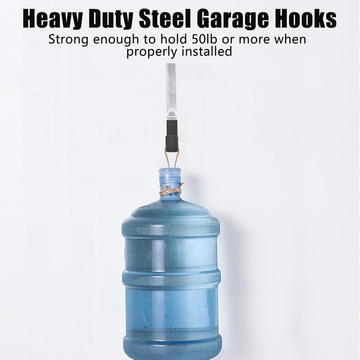 AccEncyc Heavy Duty Garage Hooks, 2Pcs Stainless Steel Wall Mount Hooks, 50lb Weight Capacity, for Garden Hose, Bike, Ladder, Tool Organizer