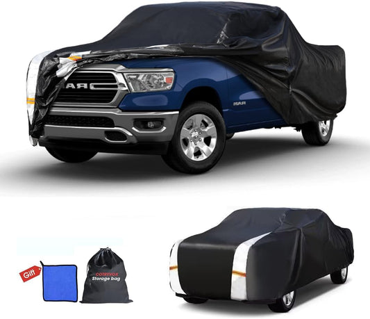 Ram 1500/2500/3500 Truck Cover Custom Fit 1994-2026 Club/Extended/Quad/Regular Cab SB (6.3'-8.1') with Door Zipper, 12 Layers Full Exterior Pickup Truck Cover Waterproof All Weather.