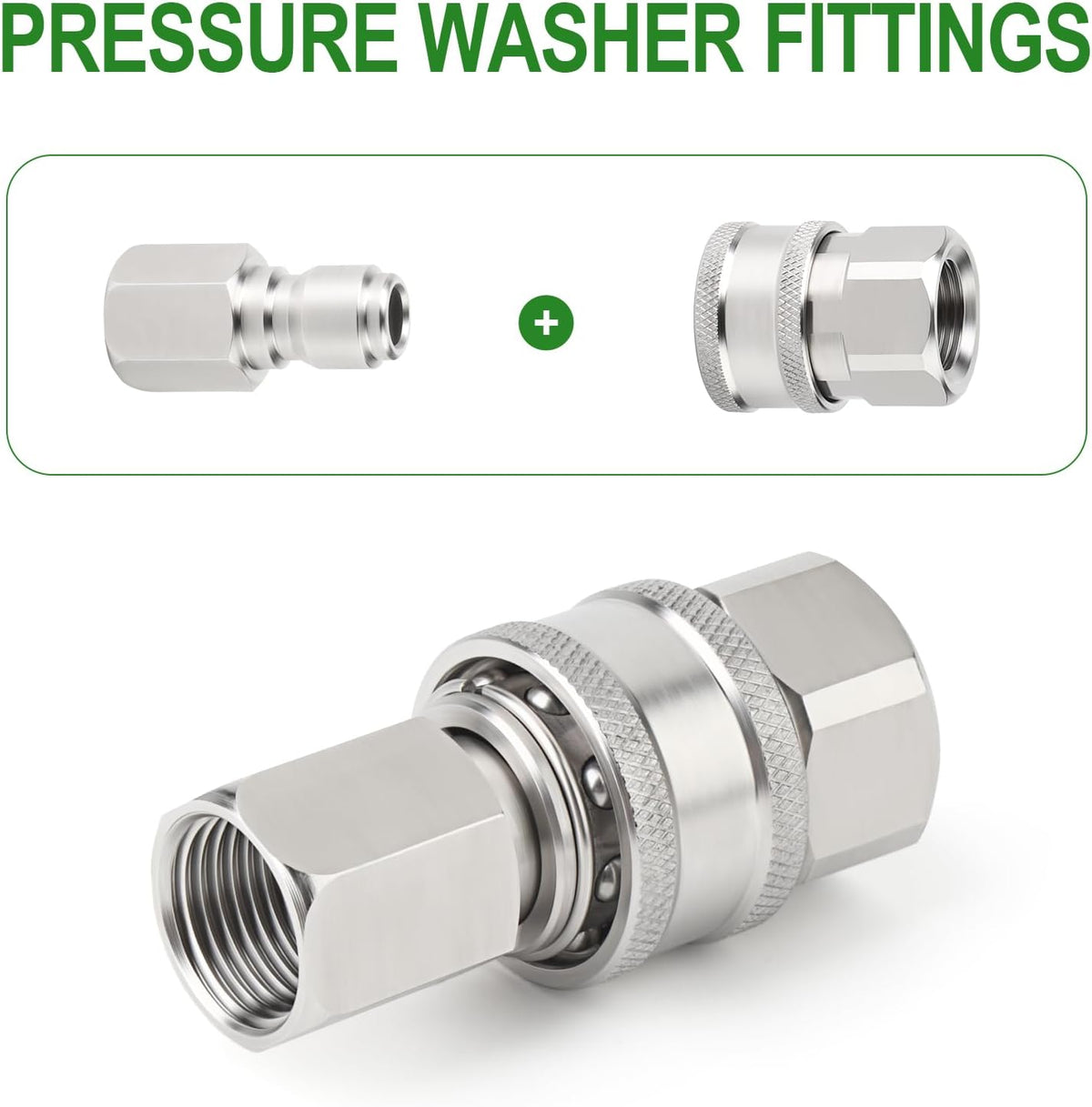 TAISHER 12PCS 304 Stainless Steel Pressure Washer Adapter Kit, Quick Connect Fittings，3/8" Female