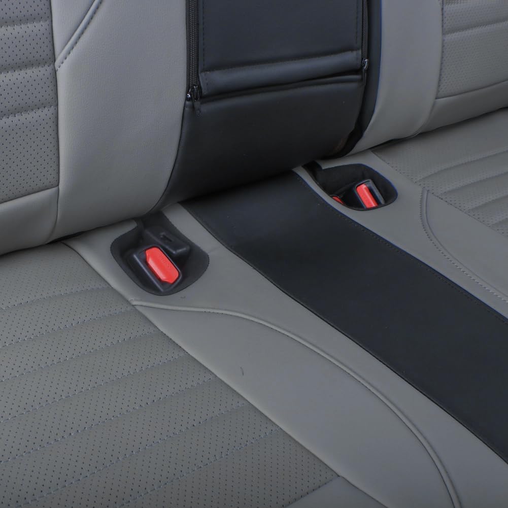 EKR Sportage Seat Covers Custom Fit for KIA Sportage EX/LX/SX 2012 2013 2014 2015 2016 Leather Car Seat Cover Full Set - Faux Leather (Black/Gray)