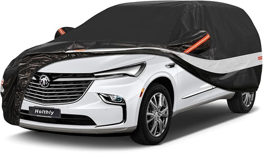 10 Layers SUV Car Cover Custom Fit for Buick Enclave (2007-2025), Waterproof All Weather for Automobiles, Outdoor Full Cover Sun Dust Rain Protection with Cotton. Black