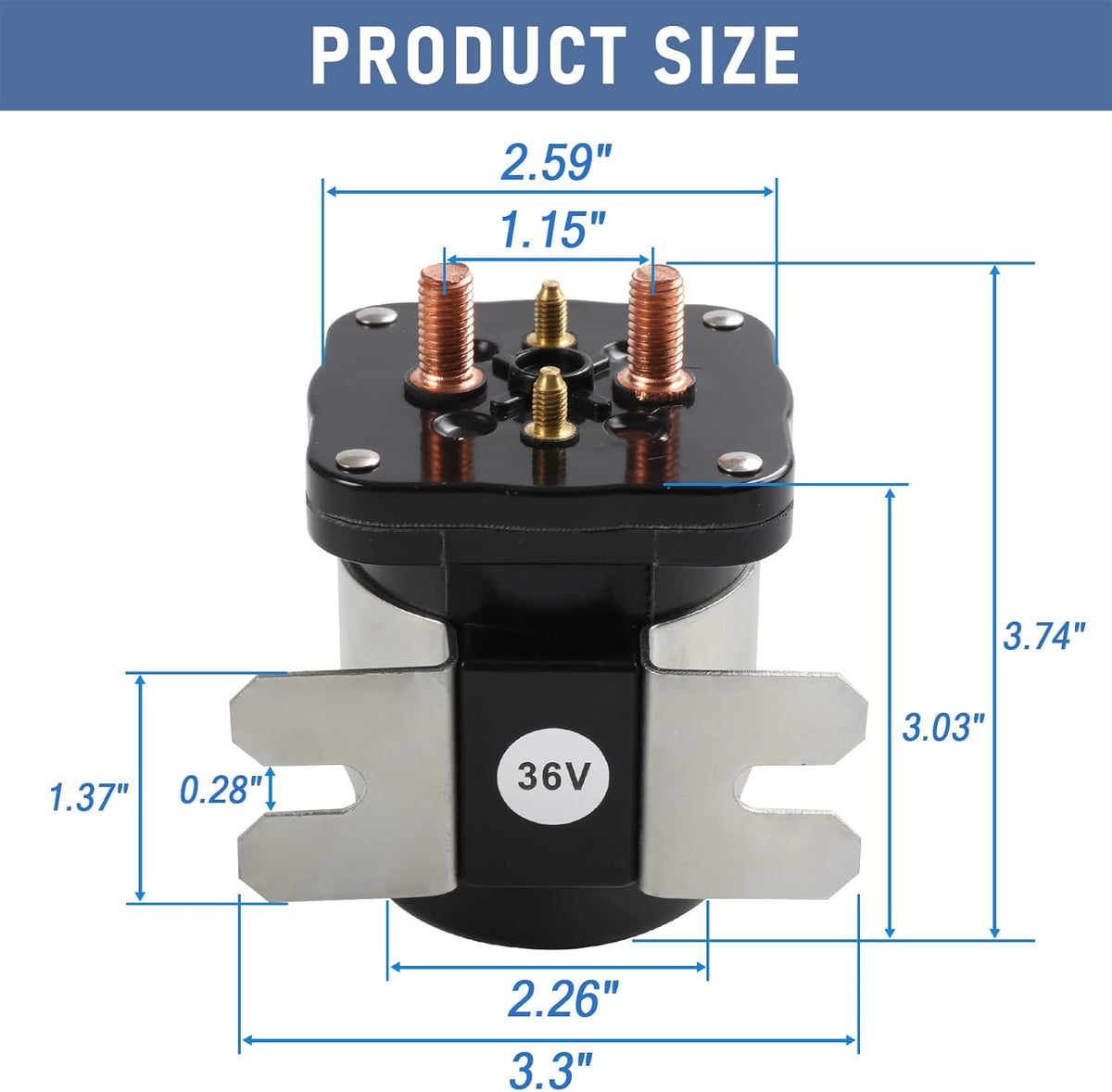 36V 4 Terminal Solenoid 20468G1 36V Solenoid Relay Switch Replacement for EZGO/Cushman/Textron Club Car DS Columbia Yamaha Electric for 1989 -up Replace 114-3611-020 586-117111 586-906