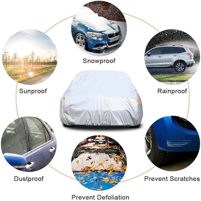 Kayme 6 Layers SUV Car Cover Custom Fit for GMC Yukon XL (2000-2025) Waterproof All Weather for Automobiles, Outdoor Full Cover Rain Sun UV Protection.Silver