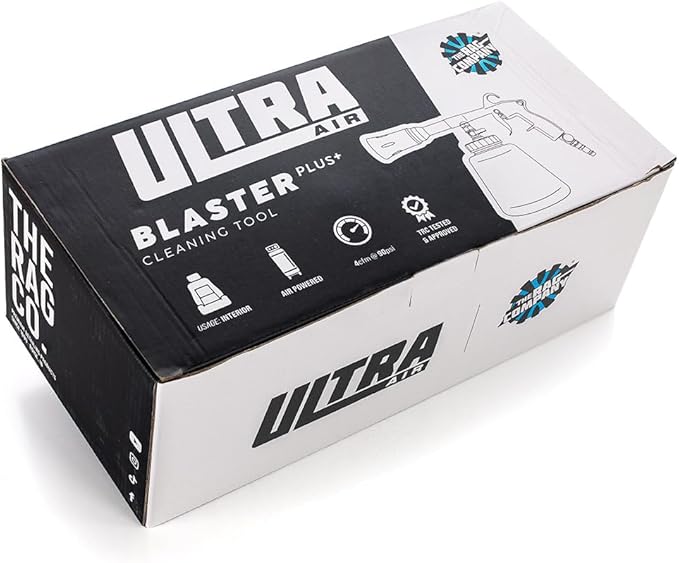 The Rag Company - Ultra AIR Blaster Plus - Deep Clean Interior Detailing Tool; Air and Liquid Combo; Durable Metal Design; Trigger Operated - Black