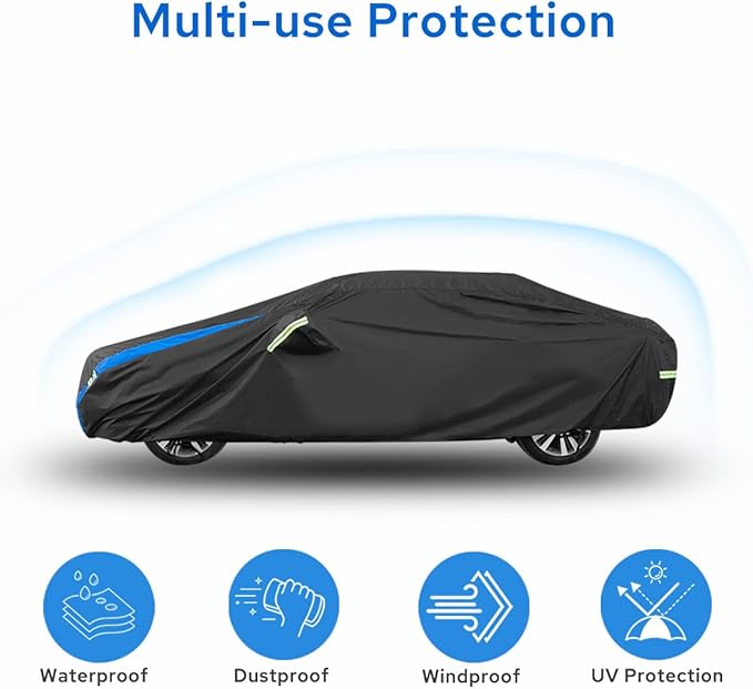 Avecrew Car Cover Waterproof All Weather for Automobiles, Outdoor Heavy Duty Full Exterior Covers for Sedans Up to 178" L