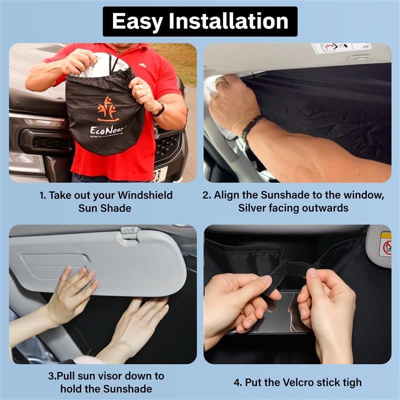 for Ford Transit 2015-2024 2025Windshield Sunshade Compatible-EcoNour 240T Polyester Material Cars Sun Visor Reflector Blocks UV Rays - Foldable Sunshade Interior Protection Accessories