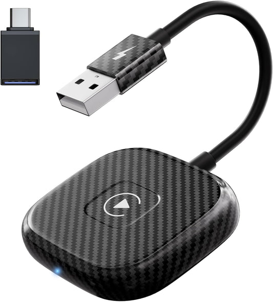 Wireless CarPlay Adapter for Apple iPhone，Wireless Carplay USB Dongle Converter Wired Carplay to Wireless, Support Online Update Plug and Play,Fit for Cars Built-in Wired CarPlay (Carbon)