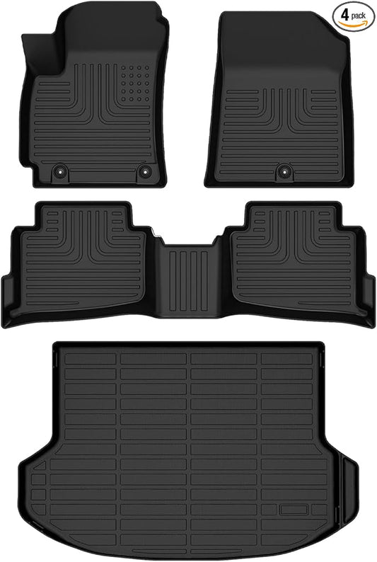 Wayhigh-All Weather Floor Mats and Cargo Liner Set Fit for Kia Seltos 2024 2025 S | LX丨EX丨SX丨X-Line, TPE Car Mats Set (Floor Mats+Rear Trunk Mat) for 2025 Seltos Accessories