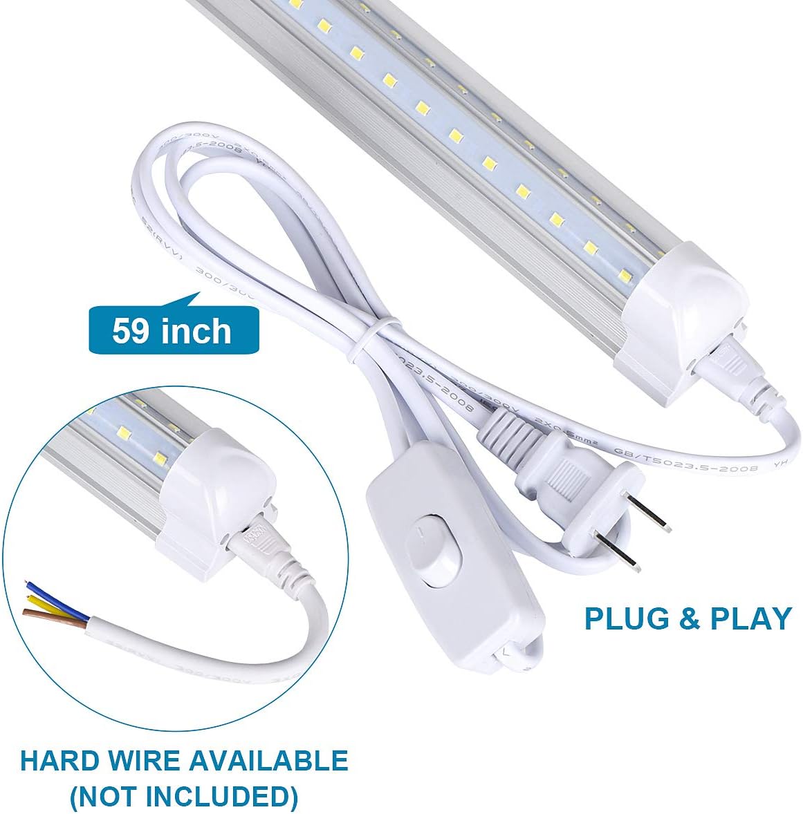 4 Pack,Led Shop Lights, 8FT Led Shop Light,100W 6000K 15000LM Clear White,Led Shop Light 8FT 110V Linkable Integrated V-Shape for Shop Garage,Warehouse,