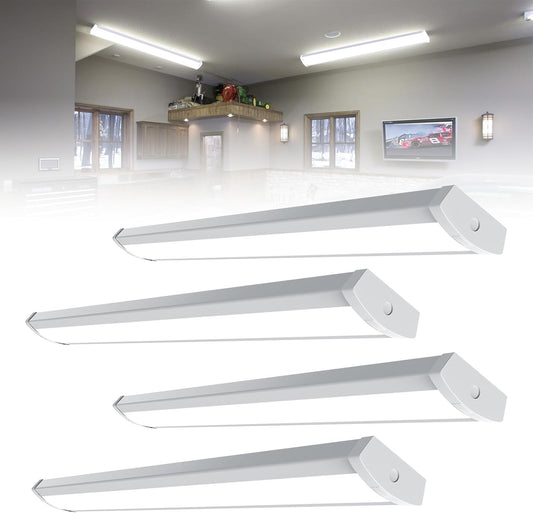 HYPERLITE 4FT LED Wraparound Light 6600LM, 60W/50W/40W, 4000K LED Shop Lights Surface Mounting，AC120V Led Ceiling Wraparound Light for Garage, Office Kitchen, Hallway, Fluorescent Replacement, 4P
