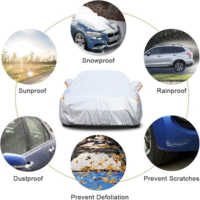 Kayme 6 Layers Car Cover Custom Fit for Cadillac CTS (2003-2014) Waterproof All Weather for Automobiles, Outdoor Full Cover Rain Sun UV Protection.Silver
