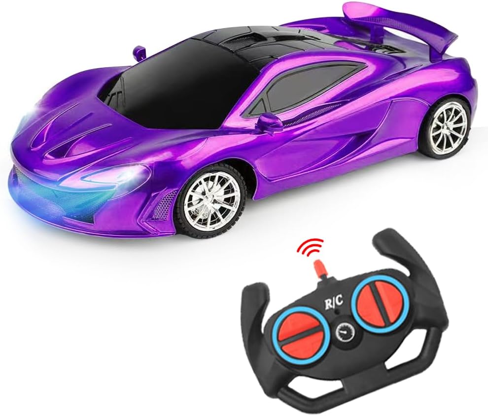 Remote Control Car for Girls, RC Sport Racing for Kids Hobby Toy, 2.4GHz Electric Power On Road High Speed Drift Model Vehicle with Led Headlight and Controller Rechargeable,Xmas Birthday Gifts Purple