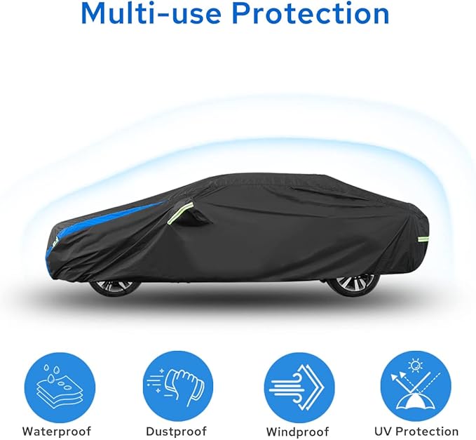 Avecrew Car Cover Custom Fit for Toyota Corolla, Waterproof All Weather Full Exterior Cover Rain Snow UV Protection Cover with Side Door Zipper Design