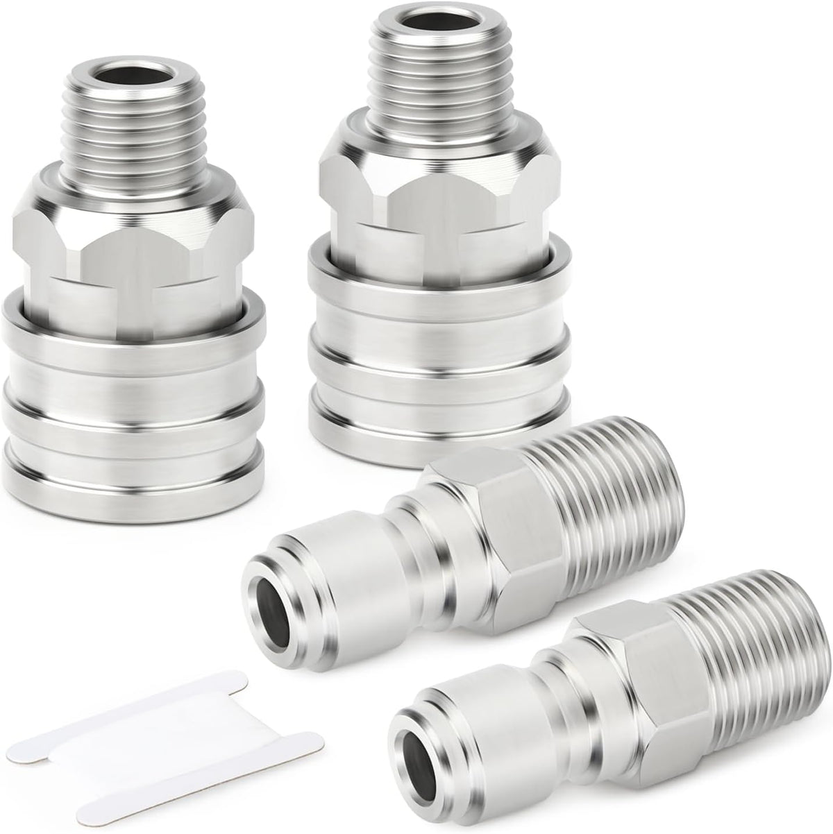 TAISHER 4PCS 304 Stainless Steel Pressure Washer Adapter Kit, Quick Connect Fittings，1/4" Male
