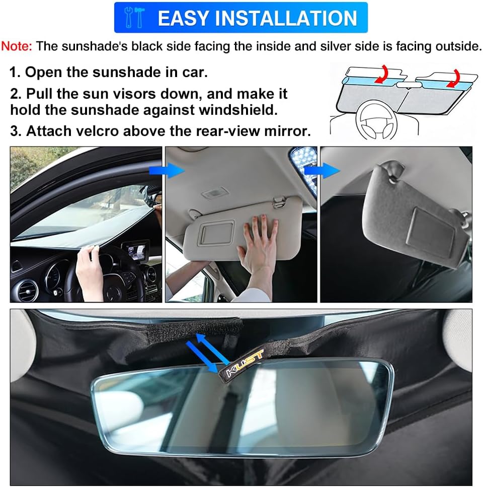 KUST Windshield Sun Shade for 2014-2021 Infiniti QX60 Accessories Window Custom Fit Sunshade Foldable Sun Visor Protector Blocks UV Rays Keep Your Car Cooler