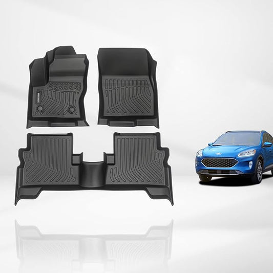 KELCSEECS Floor Mats Custom for Ford Escape& C-max 2013 2014 2015 2016 2017 2018 2019 Car Mats All Weather Mats Heavy Duty Automotive Floor Liners Front& Rear Row Ford Escape Accessories Black